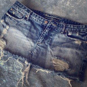 Abercrombie & Fitch distressed denim mini skirt